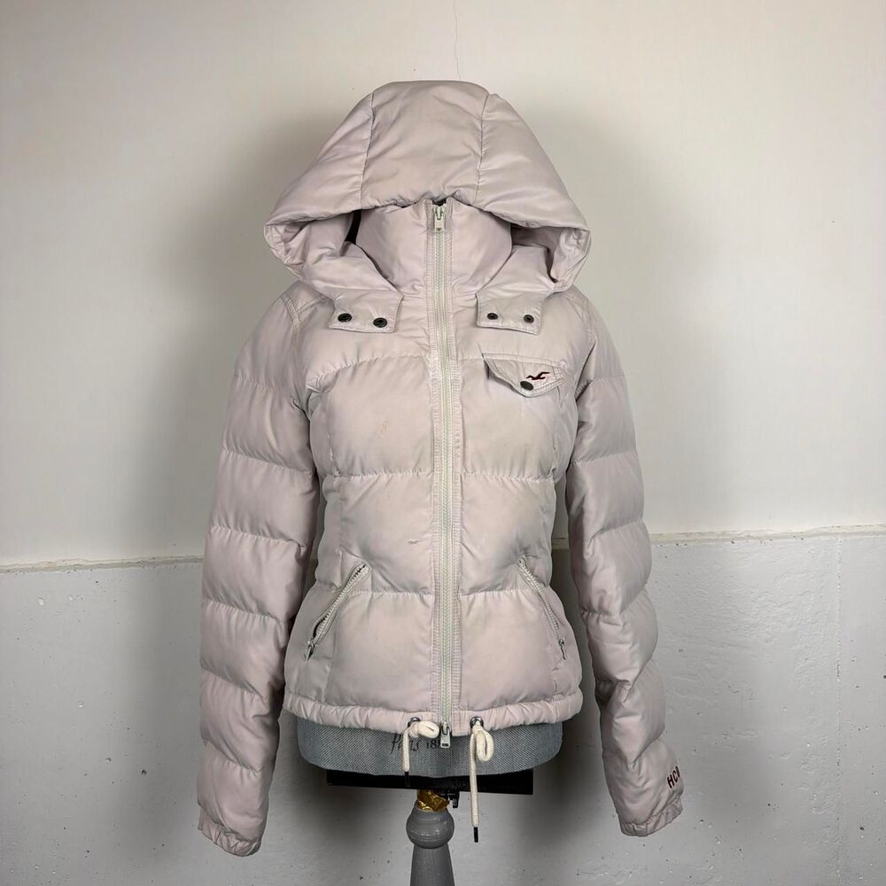 Hollister-co Women's White and Grey Jacket
